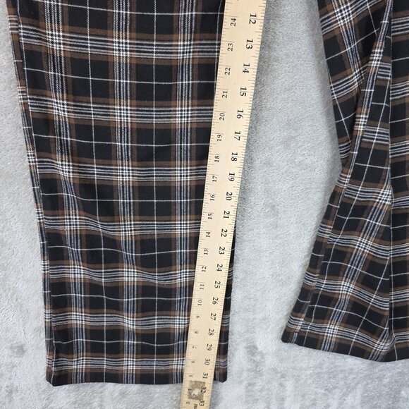 Hollister Pants Womens 7 Long Brown Black Plaid High-Rise Straight W28 Stretch - Picture 5 of 12